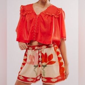 Free People Orange Red Luna Top
